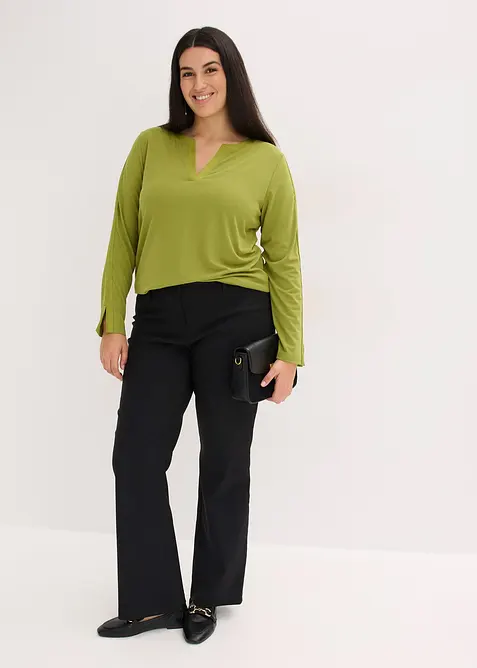 Langarmshirt mit Satinbesatz, bonprix