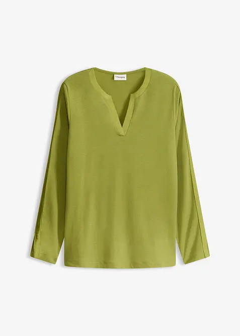 Langarmshirt mit Satinbesatz, bonprix