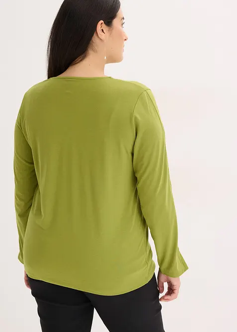 Langarmshirt mit Satinbesatz, bonprix