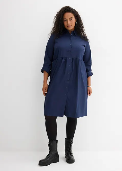 Hemdblusenkleid aus reiner Baumwolle, bonprix