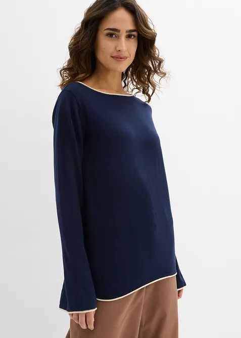 Pull en fine maille de coton m&eacute;lang&eacute;, bonprix