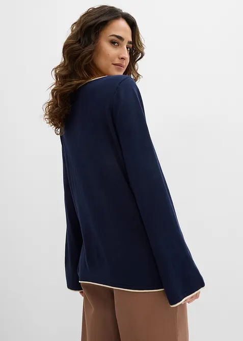 Pull en fine maille de coton m&eacute;lang&eacute;, bonprix