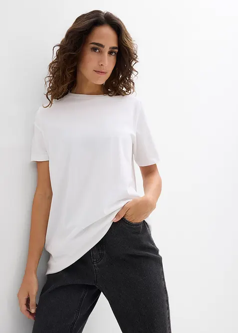 Lot de 2 T-shirts longs 100% coton, bonprix