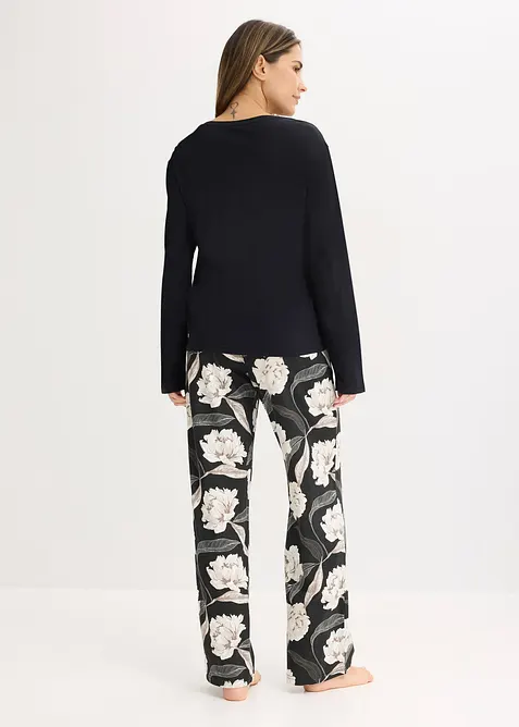 Pyjama mit Viskose und weitem Bein, bonprix