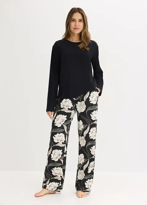 Pyjama mit Viskose und weitem Bein, bonprix