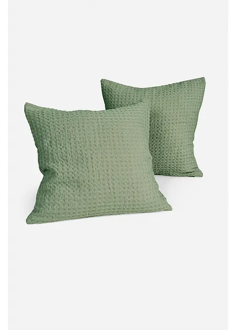 Lot de 2 housses de coussin &agrave; motif gaufr&eacute;, bonprix