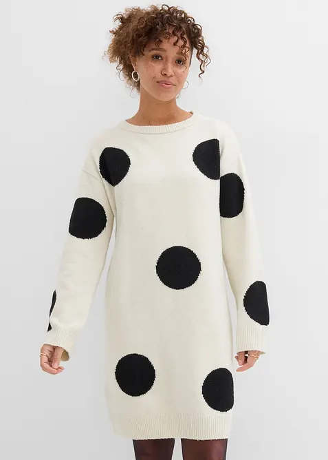 Oversize Strickkleid mit Punkten, bonprix
