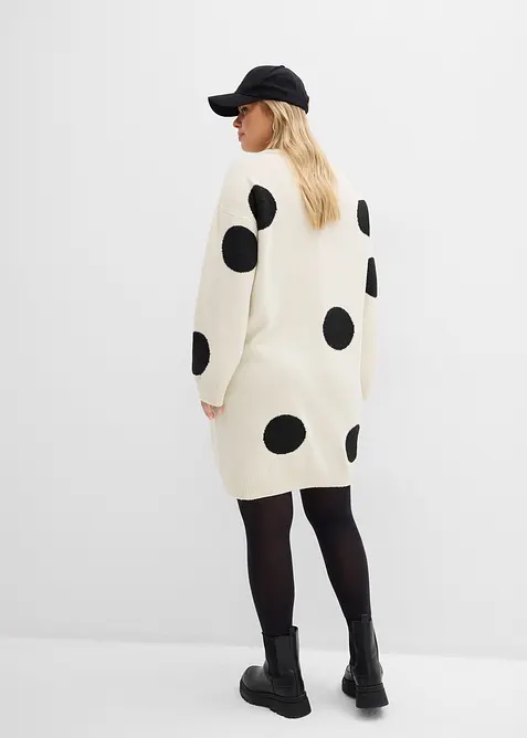 Robe oversize en maille &agrave; pois, bonprix
