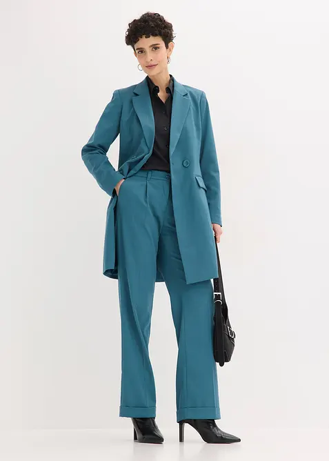 Blazer long &agrave; col V, manches longues, bonprix