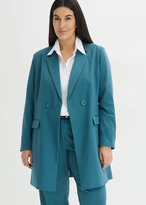 Blazer long &agrave; col V, manches longues, bonprix