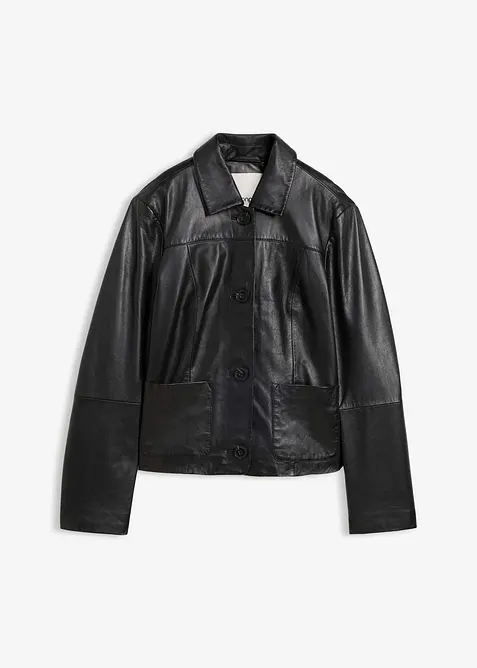 Veste courte en cuir d&rsquo;agneau nappa, bonprix