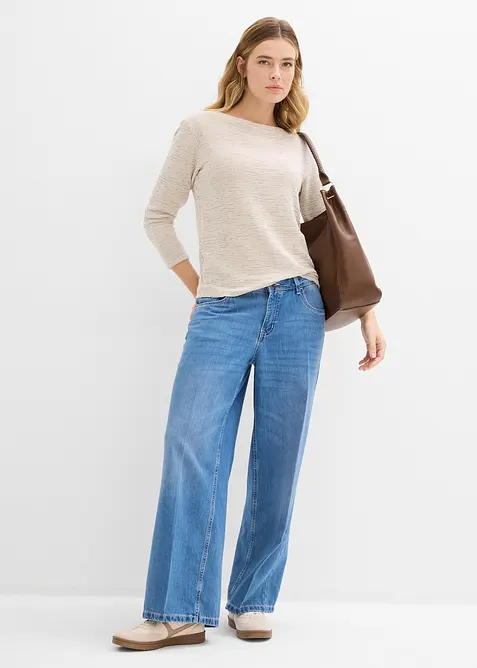 Wide-Leg-Jeans Mid Waist, bonprix