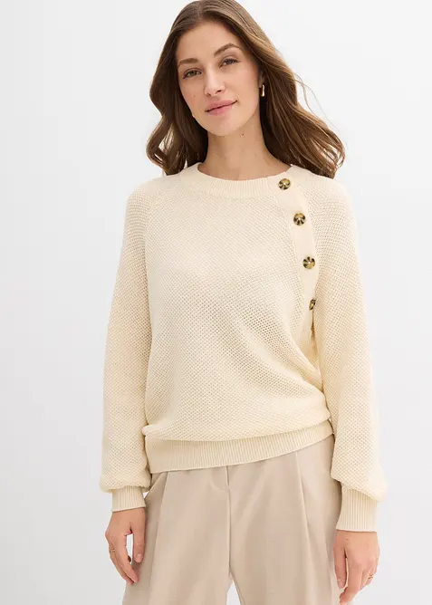 Grobstrick-Pullover mit Knopfleiste, bonprix