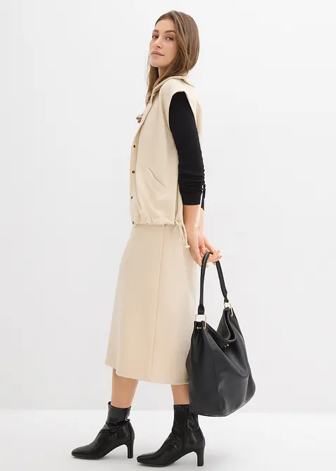 Jupe midi en mati&egrave;re n&eacute;opr&egrave;ne douce, bonprix