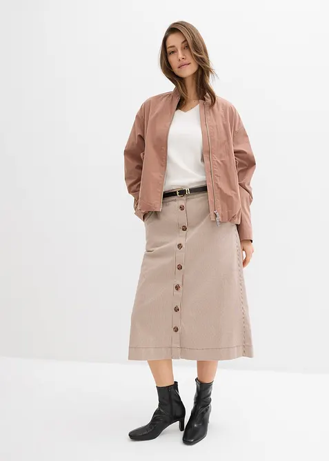 gestreifter Midirock mit Knopfleiste, bonprix