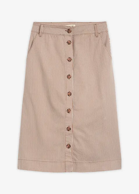 gestreifter Midirock mit Knopfleiste, bonprix
