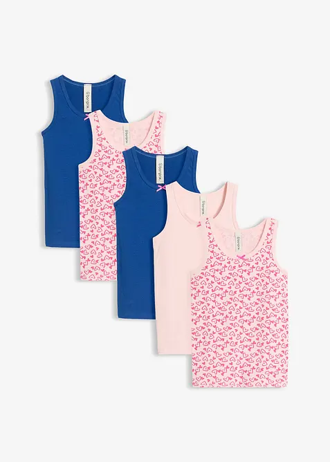 Unterhemd mit weicher Baumwolle und Satin-Schleife (5er Pack), bonprix