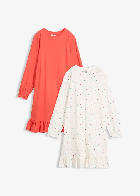 Lot de 2&nbsp;chemises de nuit en coton doux, bonprix