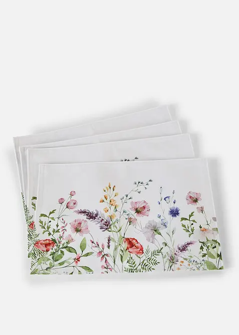 Tischset mit Blumen Druck (4er Pack), bonprix