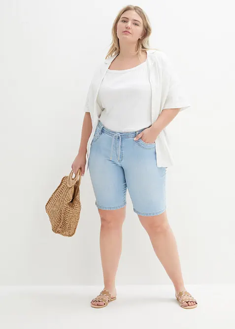 Jeans Bermuda Slim Fit Mid Waist, bonprix