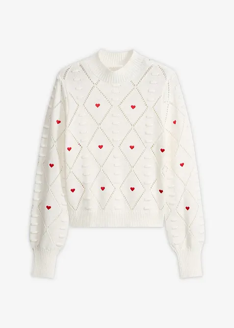 Ajour-Pullover aus Baumwoll-Mix, bonprix