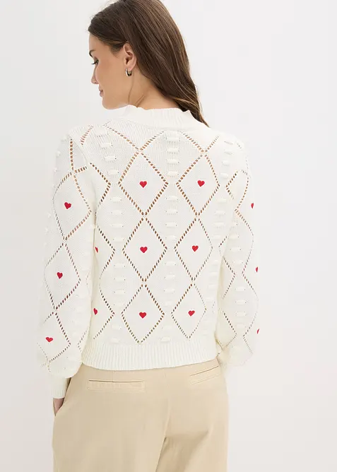 Ajour-Pullover aus Baumwoll-Mix, bonprix