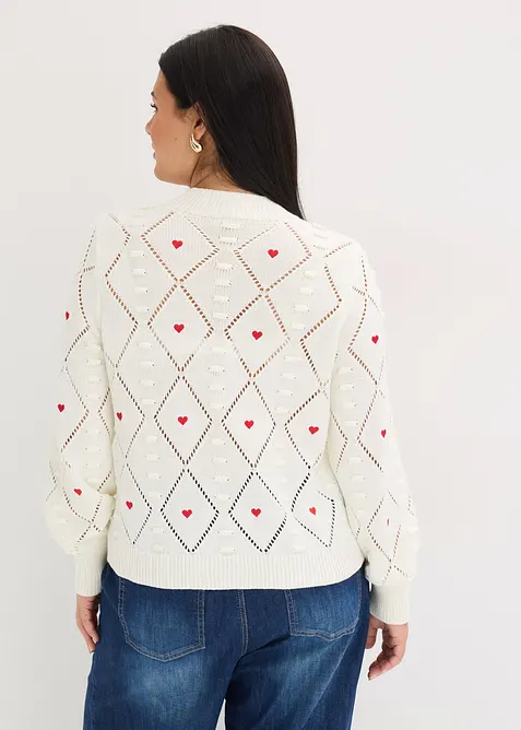 Ajour-Pullover aus Baumwoll-Mix, bonprix