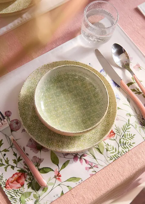 Tischset mit Blumen Druck (4er Pack), bonprix