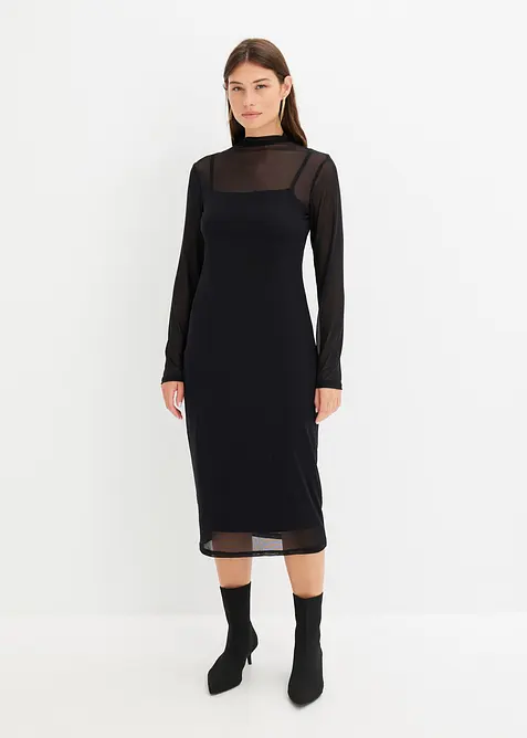 Jerseykleid mit Mesh, bonprix