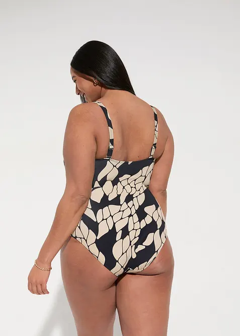 Maillot 1 pi&egrave;ce sculptant, maintien l&eacute;ger, col V, bonprix