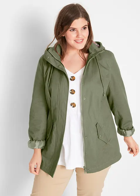 Parka de mi-saison en coton avec capuche imprim&eacute;e, bonprix