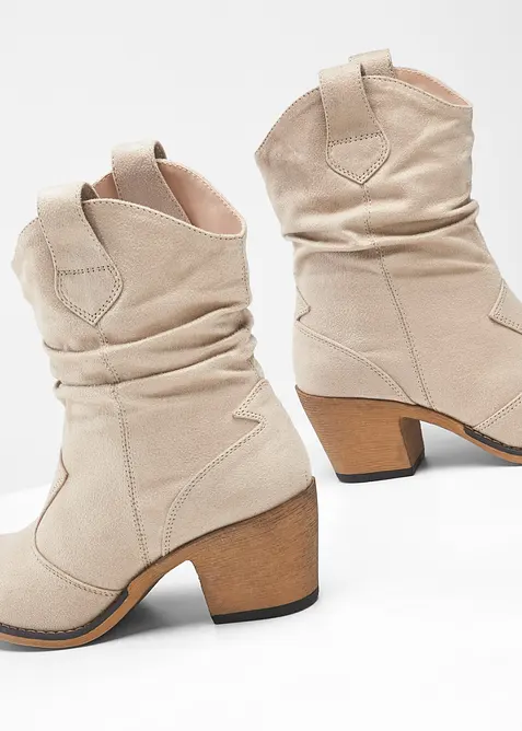 Bottines western &agrave; fronces, bonprix