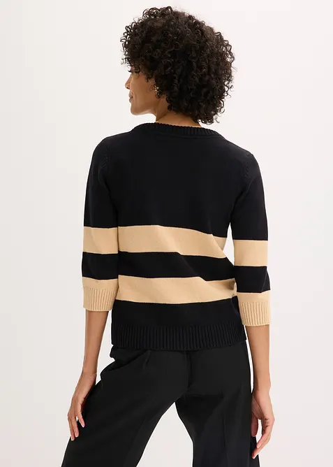 Baumwollstrickjacke mit Streifen, bonprix