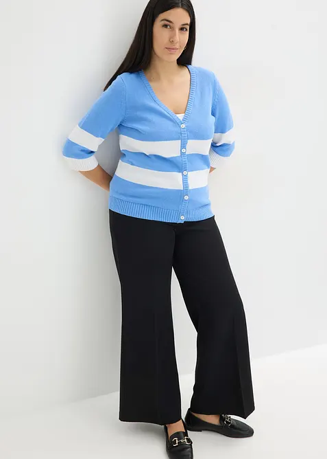 Baumwollstrickjacke mit Streifen, bonprix