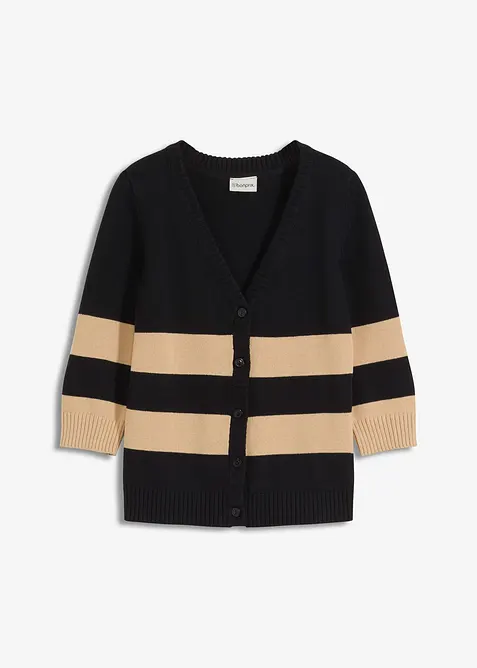 Baumwollstrickjacke mit Streifen, bonprix