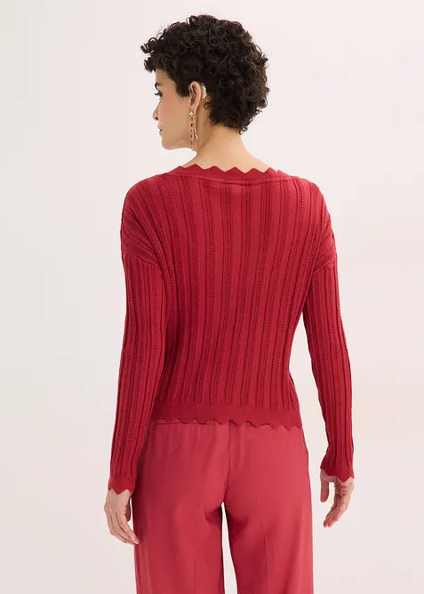 Gilet court en maille ajour&eacute;e, bonprix