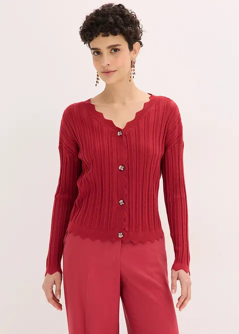 Gilet court en maille ajour&eacute;e, bonprix