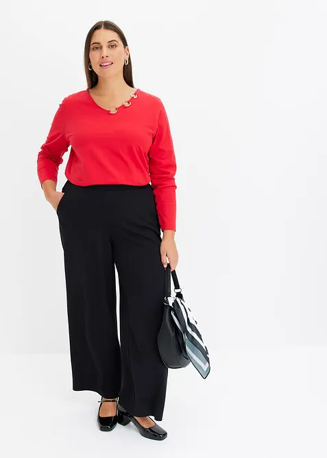 T-shirt manches longues d&eacute;tails &oelig;illets, bonprix