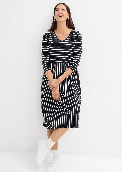 Baumwoll-Jerseykleid, Midil&auml;nge, bonprix