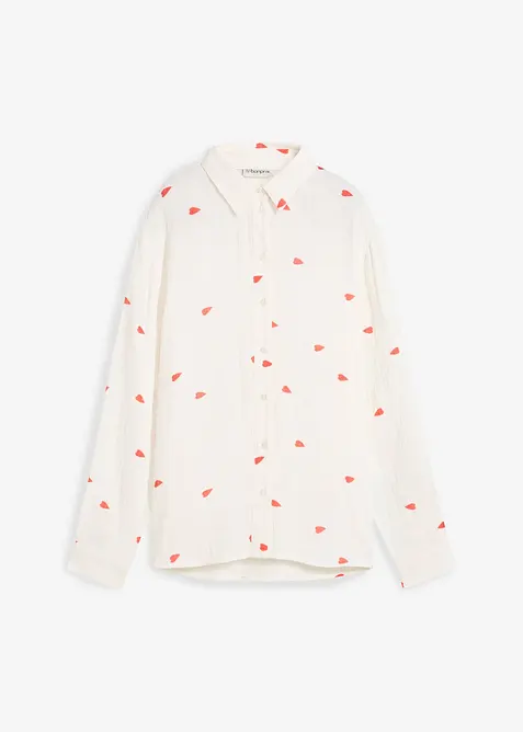 Musselin-Bluse mit Herzen, bonprix