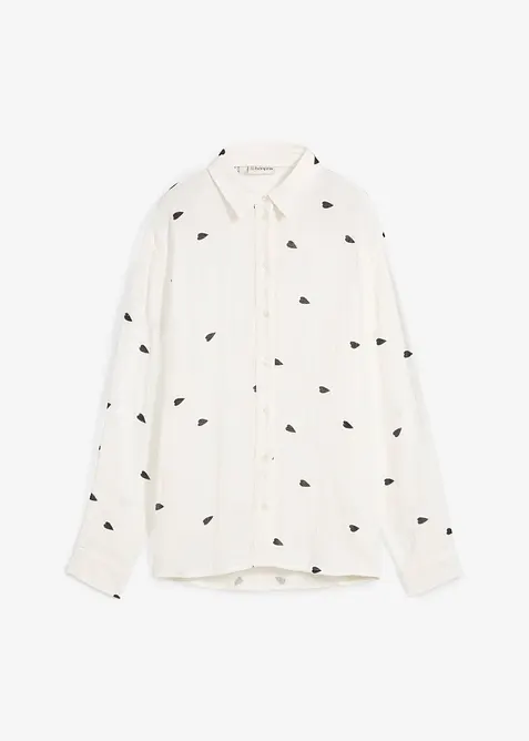 Chemisier en gaze de coton &agrave; motif c&oelig;urs, bonprix