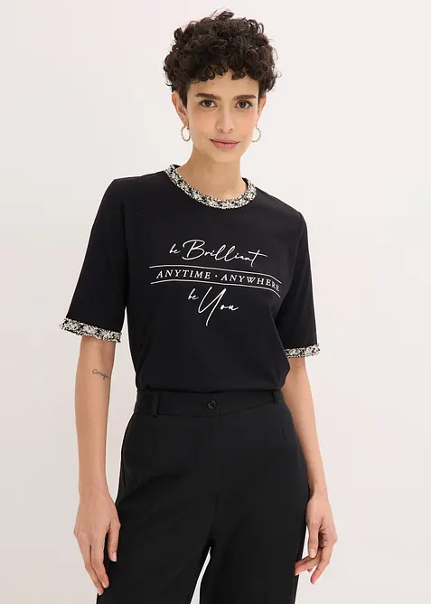 Shirt aus Bio-Baumwolle mit Applikationsband, bonprix