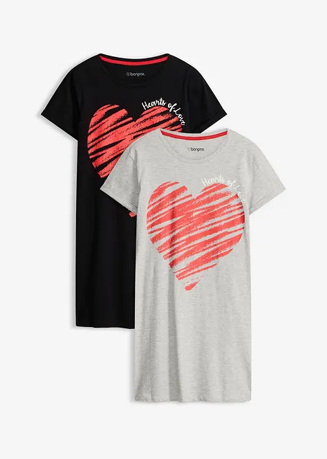 Nachthemd (2er Pack) aus reiner Baumwolle, bonprix