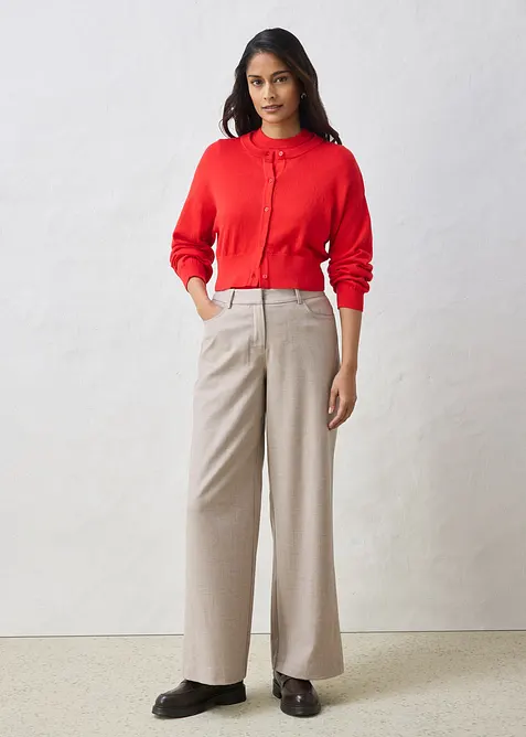 Gilet court en maille coton et soie, bonprix