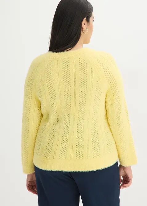 Ajour-Pullover mit Federgarn, bonprix