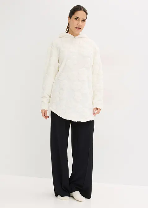 Oversized Longpullover mit Herzchenmuster, bonprix