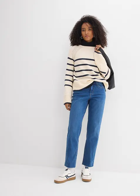 Straight-Jeans, Mid Waist, Bio-Baumwolle cropped, bonprix