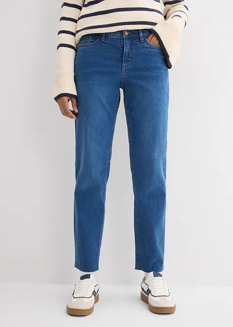 Straight-Jeans, Mid Waist, Bio-Baumwolle cropped, bonprix