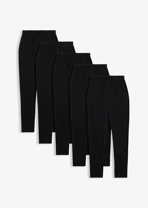 Lot de 5 leggings en coton extensible, bonprix