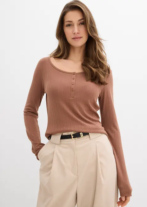 T-shirt manches longues c&ocirc;tel&eacute;, bonprix